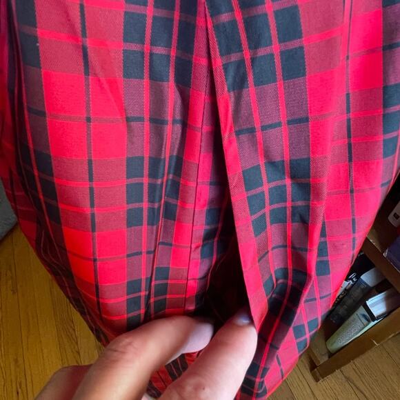 Vintage Lanz Originals Red Tartan Plaid Taffeta Party Dress Size 8 - Picture 6 of 7